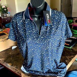 RLX Ralph Lauren Womens NWT Airflow July 4th Theme Red,White,Blue Sport Polo M